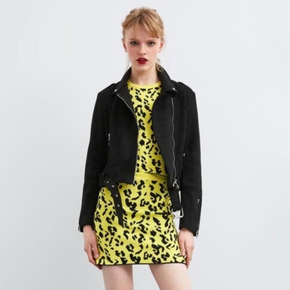 NWT ZARA faux leather jacket in black